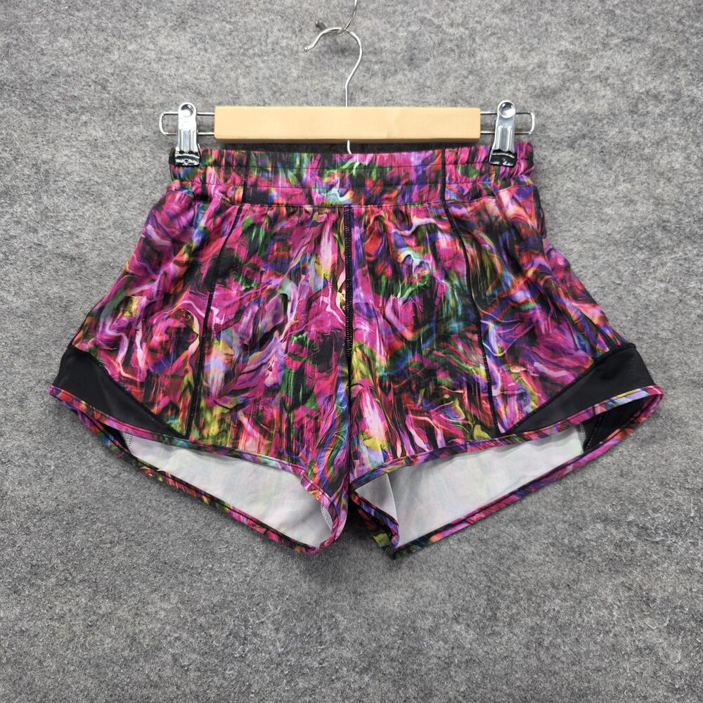 Lululemon Shorts Womens 4 Tall Pink 3 In Running Athletic Floral Lined Pockets